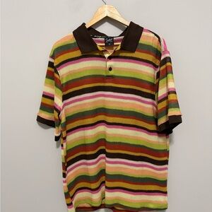 Switch Remarkable Mesh Collared Multicolor Striped Shirt